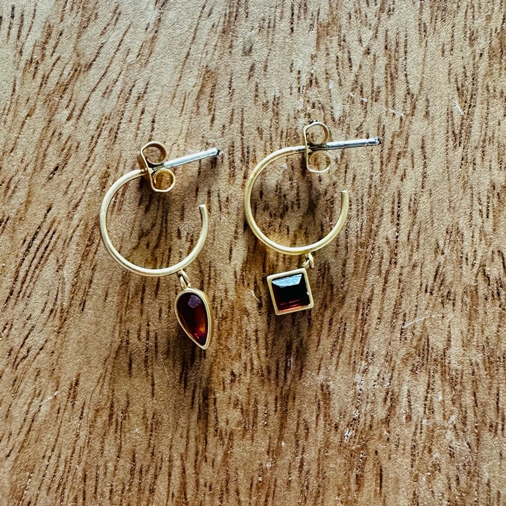 Madewell Hoop Earrings with Red Gemstones